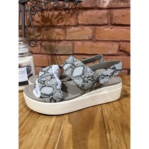 Crocs LiteRide Women's 10 Snakeskin Brooklyn Wedge Sandals Grey White Platform